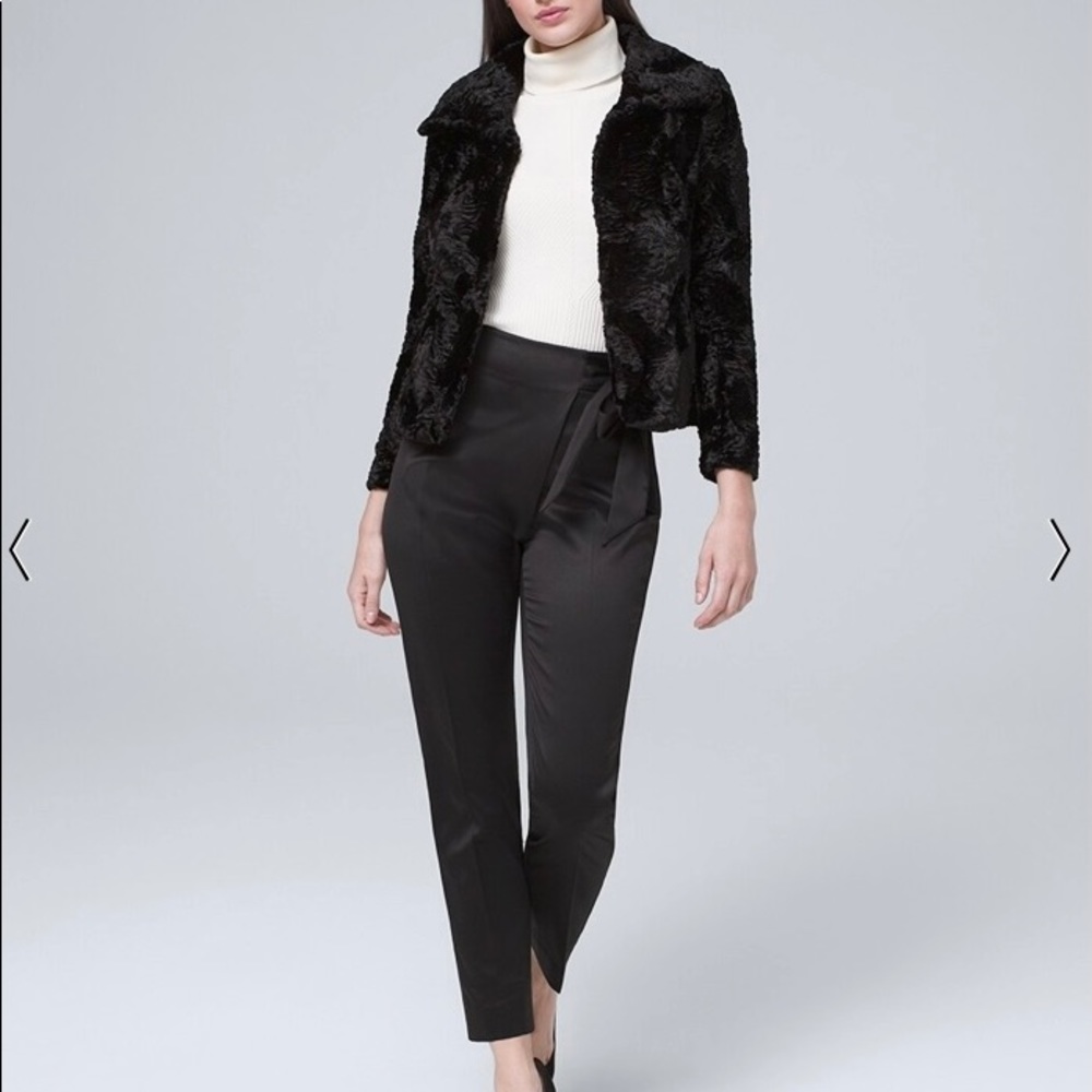 NWT WHBM Satin Tapered Ankle Tie-Front Pants